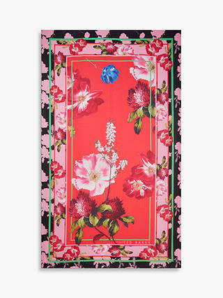 Ted Baker Brynley Wide Floral Scarf, Red/Multi