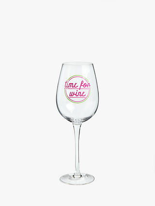 John Lewis & Partners Party 'Time For Wine' Glass, 350ml, Clear/Multi