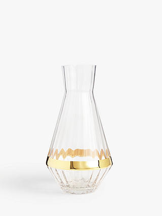 John Lewis & Partners The Arts Optic Glass Carafe, 1.7L, Clear/Gold