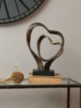 Libra Double Heart Sculpture, Antique Gold, H36cm