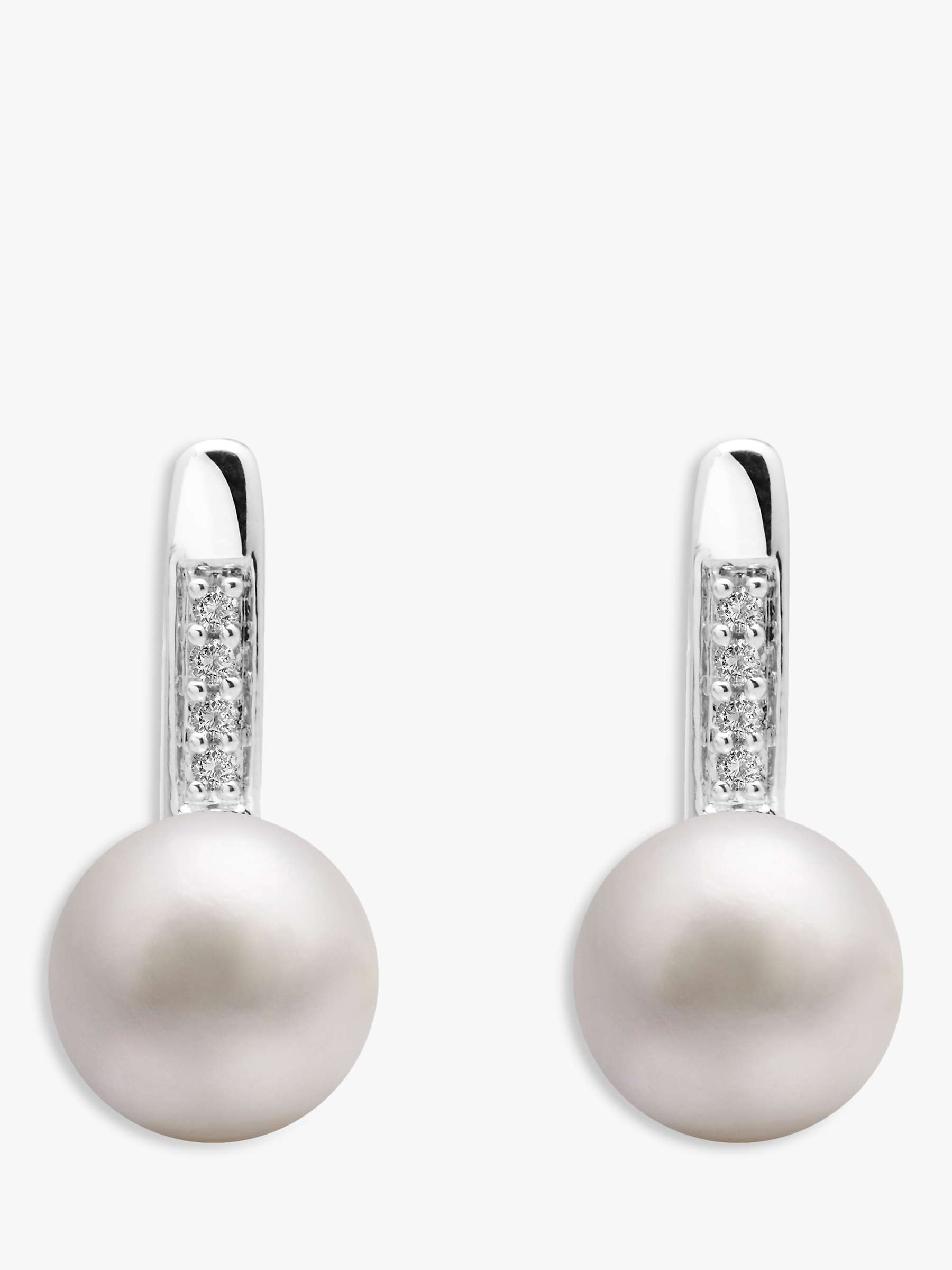 Buy A B Davis 9ct White Gold Freshwater Pearl Diamond Drop Earrings Online at johnlewis.com