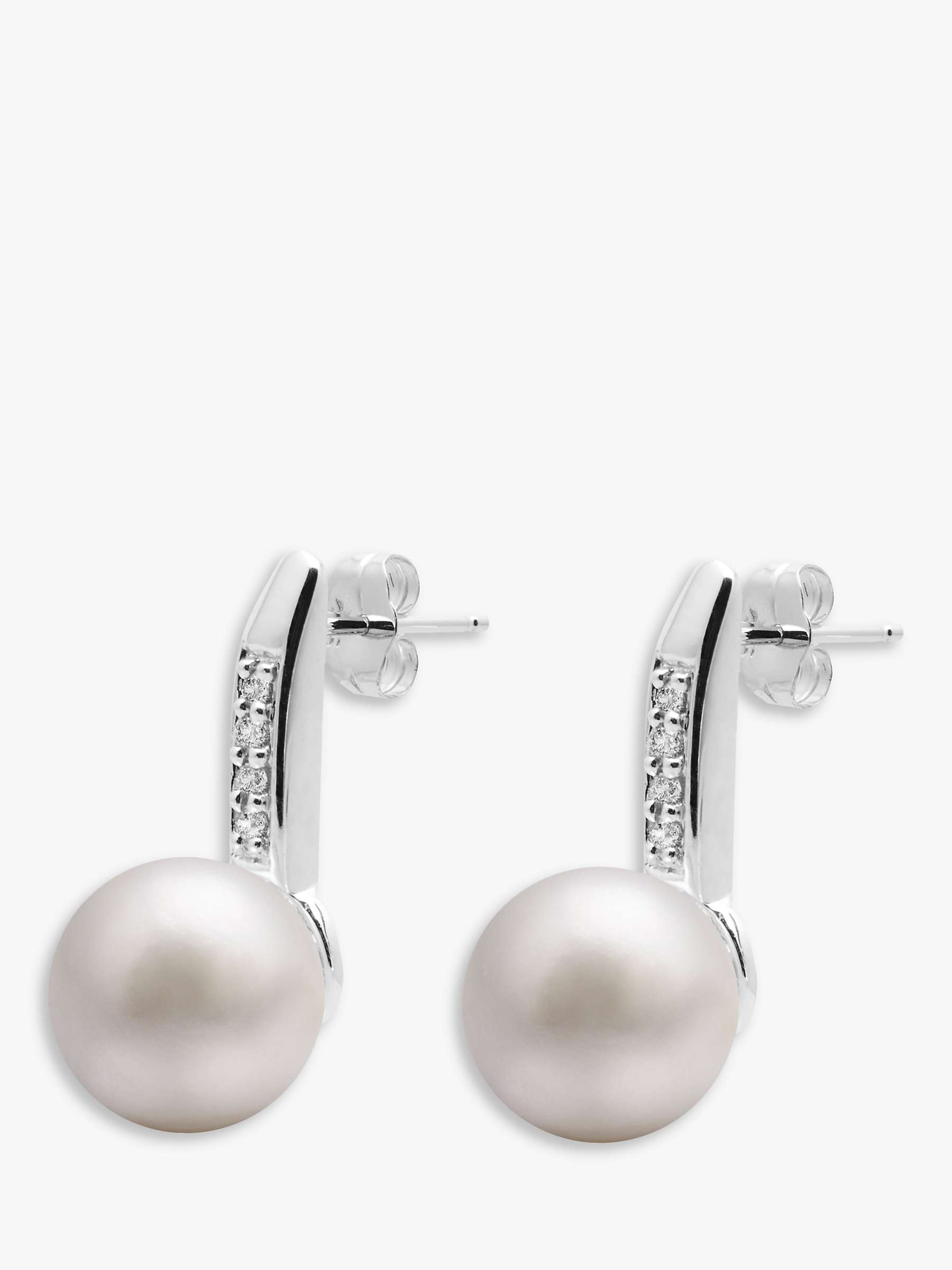 Buy A B Davis 9ct White Gold Freshwater Pearl Diamond Drop Earrings Online at johnlewis.com