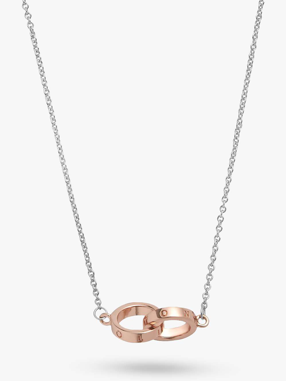 Buy Olivia Burton Interlinked Engraved Chain Necklace, Silver/Rose Gold OBJ16ENN53 Online at johnlewis.com