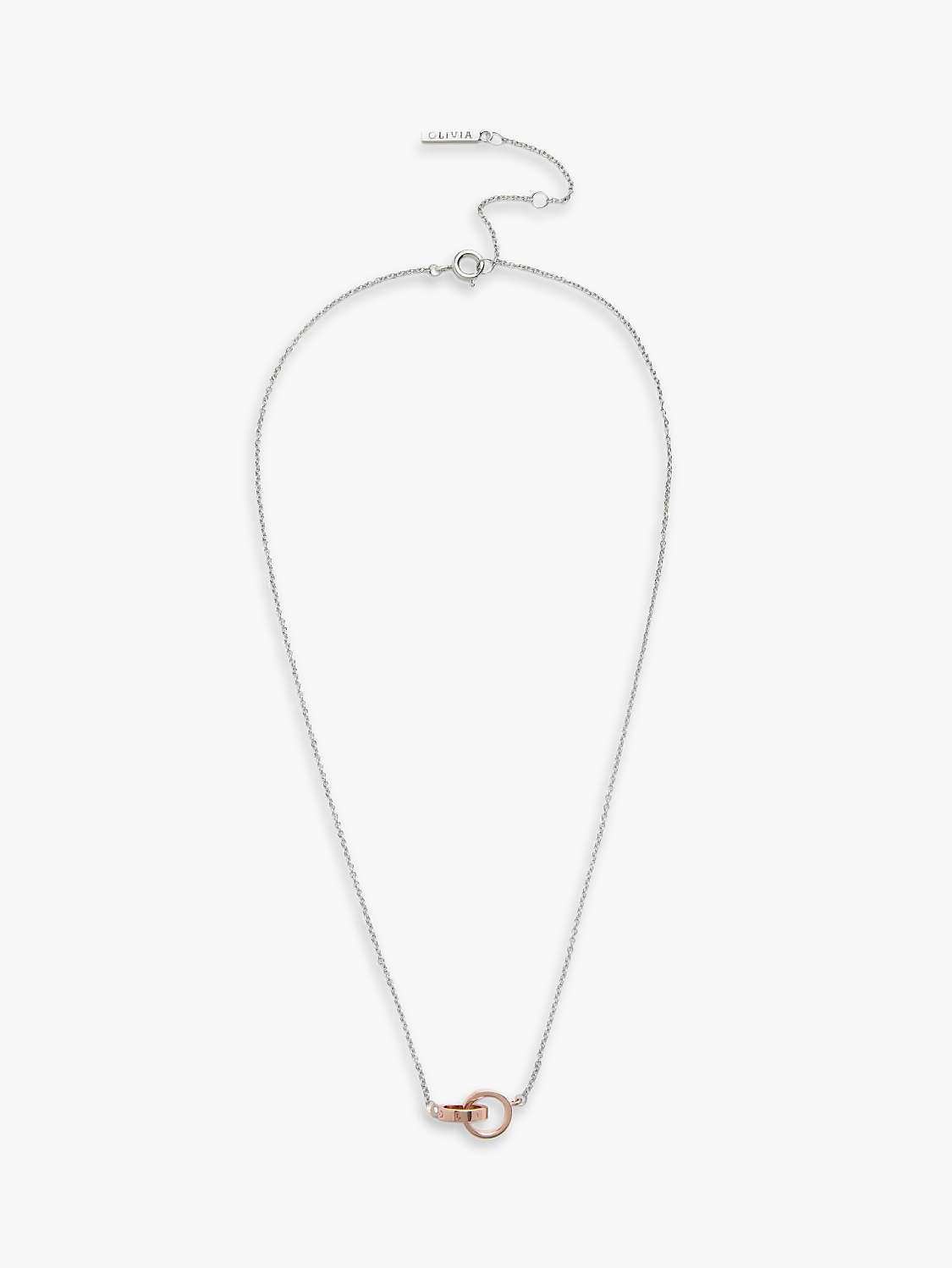 Buy Olivia Burton Interlinked Engraved Chain Necklace, Silver/Rose Gold OBJ16ENN53 Online at johnlewis.com