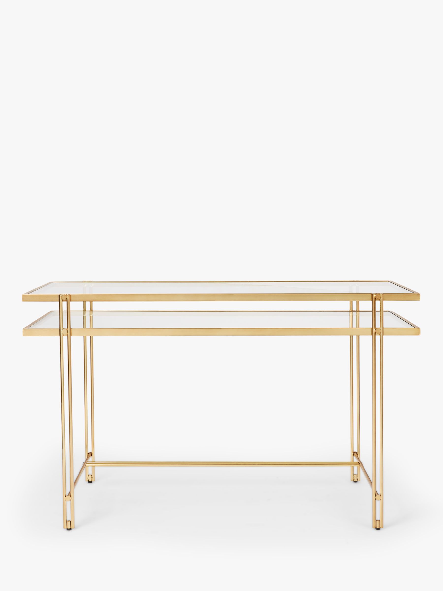 west elm Fulton Glass Desk, Brass at John Lewis & Partners