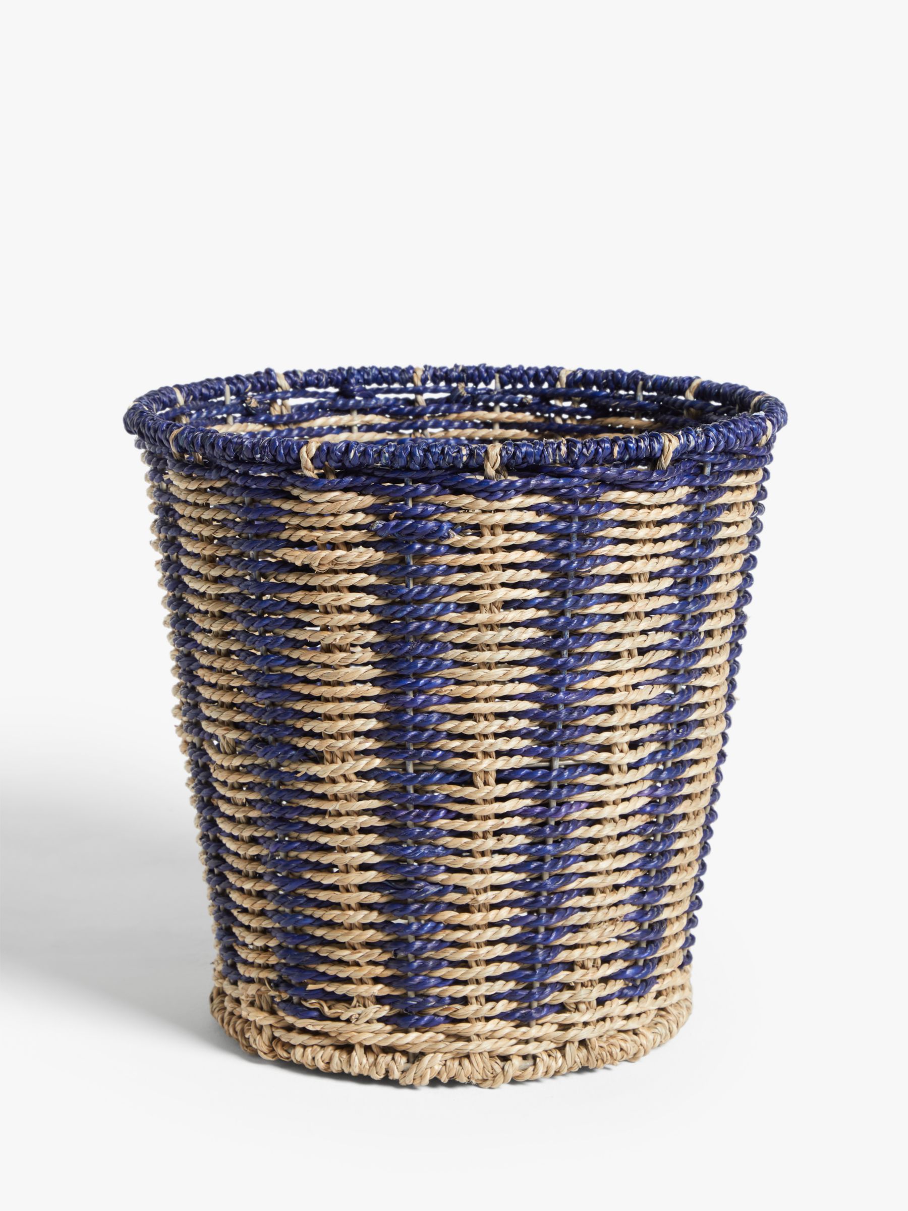 John Lewis & Partners Blue Stripes Seagrass Waste Paper Bin at John Lewis & Partners