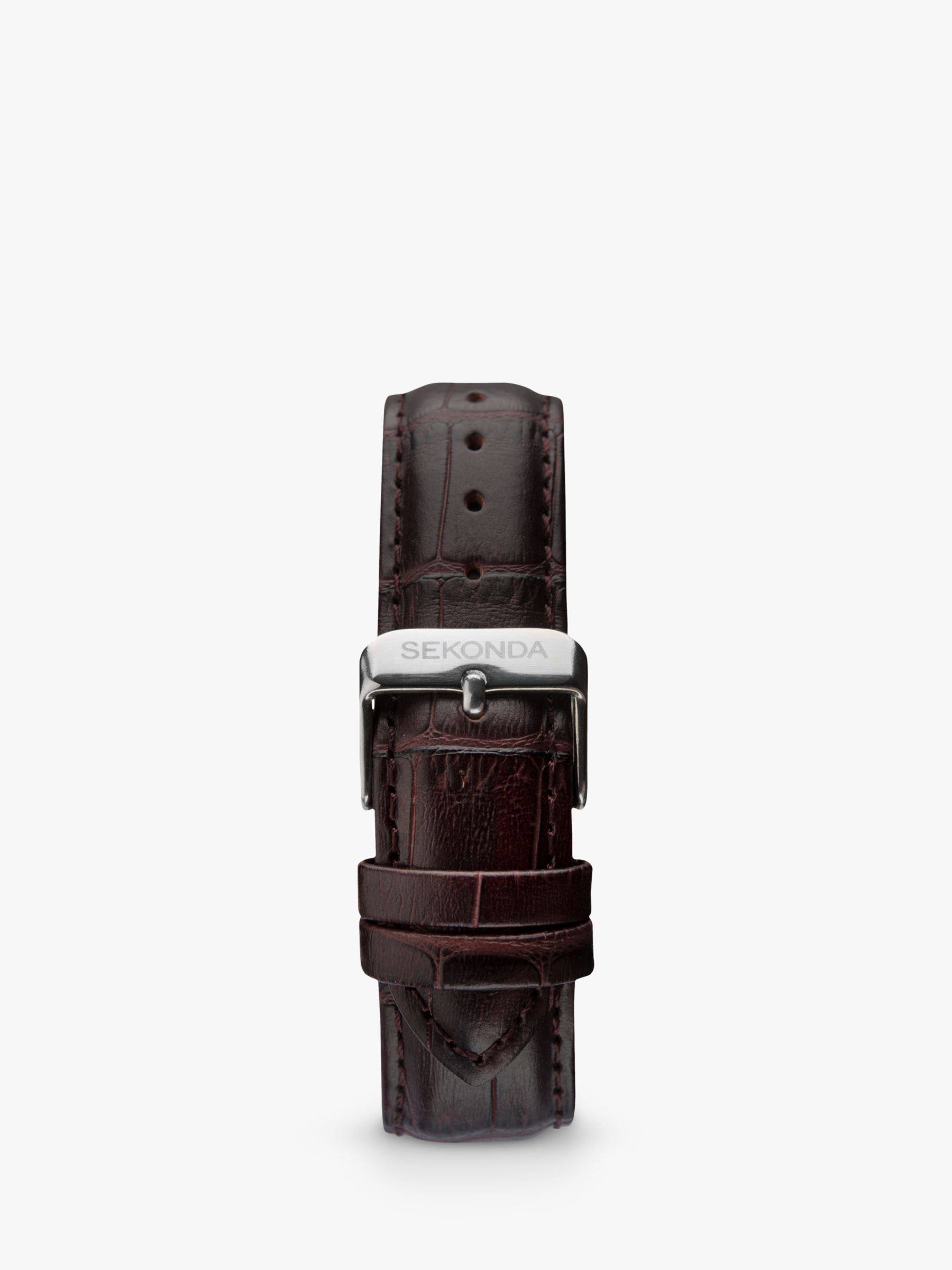 Sekonda Men's Day Date Leather Strap Watch, Brown/Dark Blue 1662