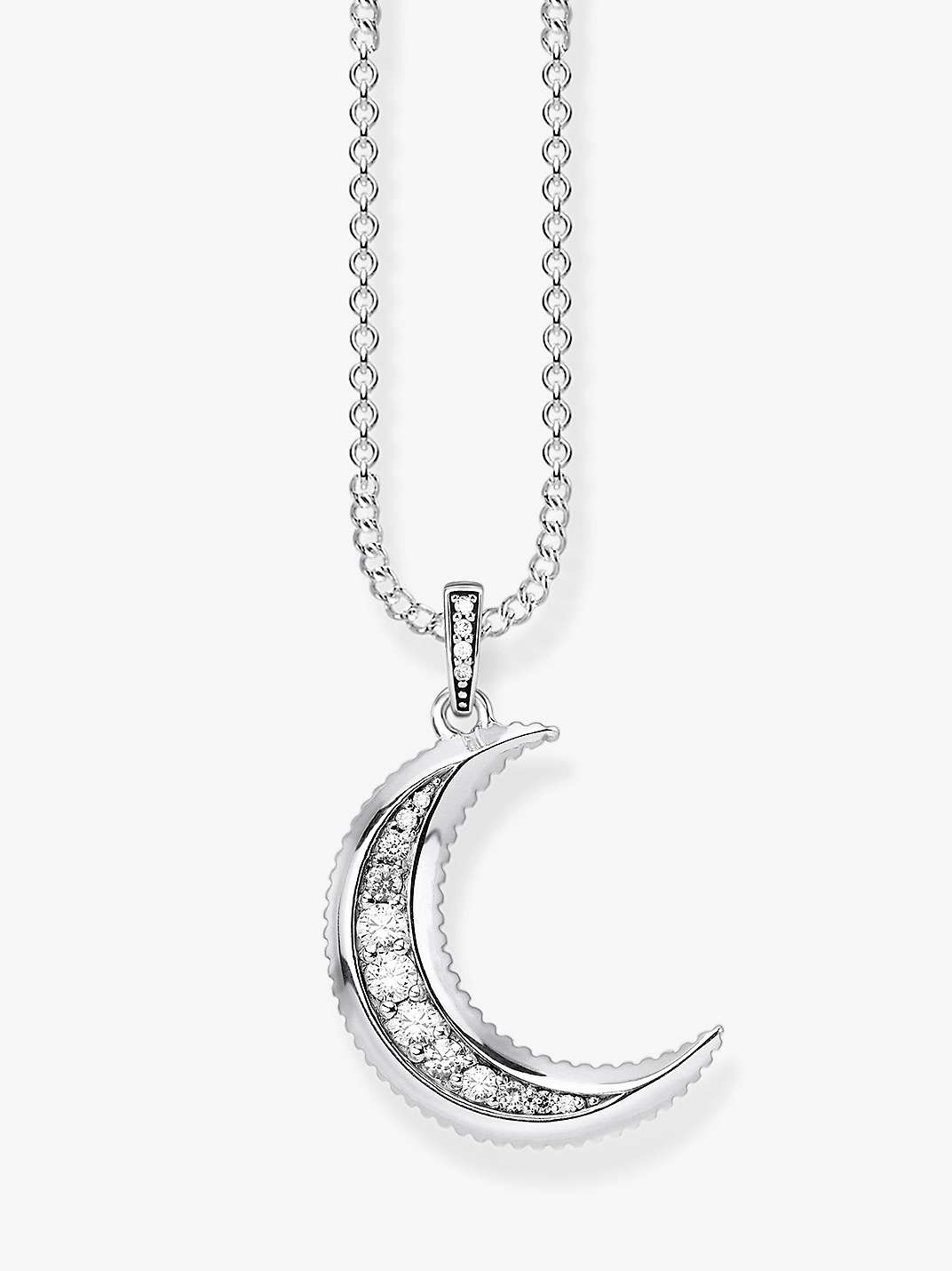 Buy THOMAS SABO Glam & Soul Crystal Crescent Moon Pendant Necklace, Silver Online at johnlewis.com