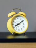 Newgate Clocks Charlie Twin Bell Echo Silent Sweep Analogue Alarm Clock, Matt Yellow