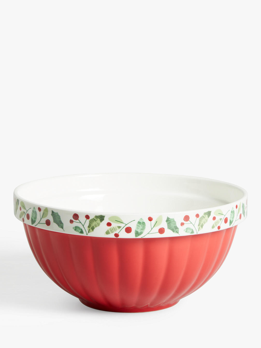 Buy John Lewis & Partners Traditions Ceramic Mixing Bowl, 5.3L, White/Red Online at johnlewis.com