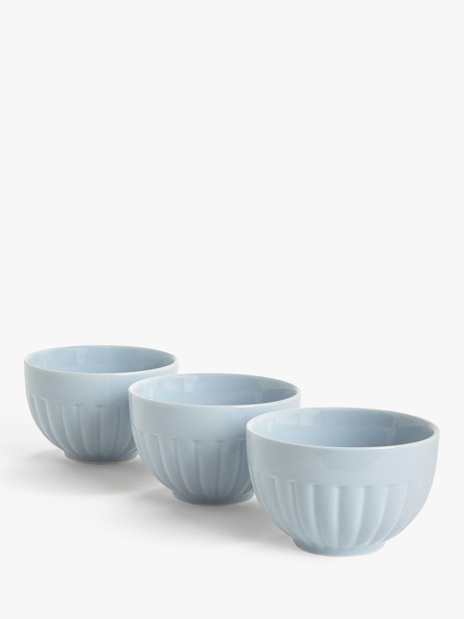 John Lewis & Partners Ceramic Food Preparation Bowls, Set of 3, Blue at