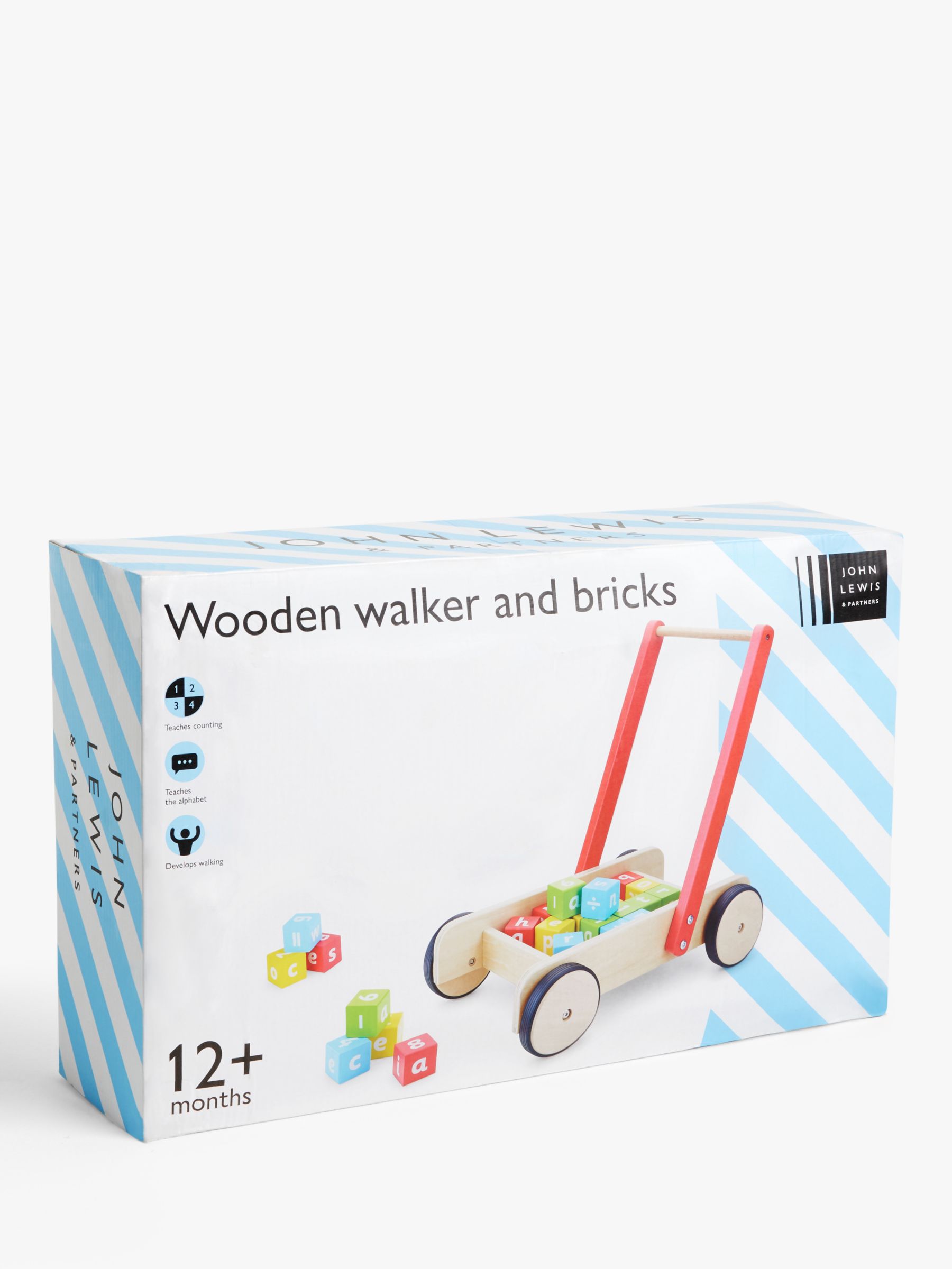 wooden baby walker and bricks