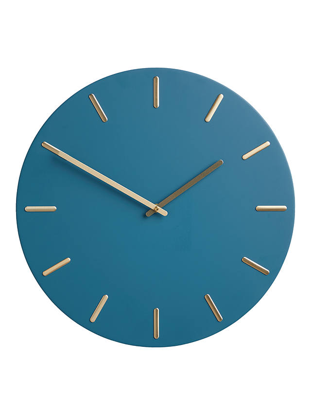 John Lewis & Partners Arne Brass Dial Analogue Wall Clock, 45cm, Fjord Blue