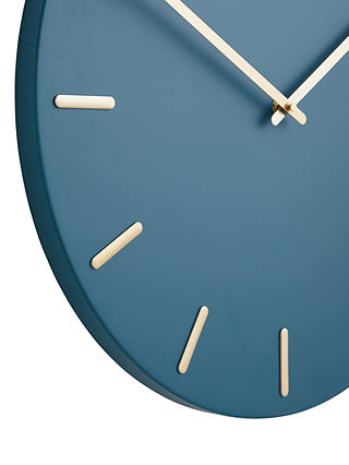 John Lewis & Partners Arne Brass Dial Analogue Wall Clock, 45cm, Fjord Blue