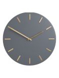 John Lewis Arne Brass Dial Analogue Wall Clock, 45cm, Grey