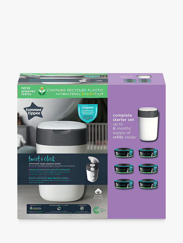 Tommee Tippee Twist & Click Nappy Disposal System Starter Kit, White