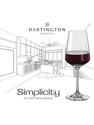 Dartington Crystal Simplicity Red Wine Glasses, 350ml, Set of 6, Clear
