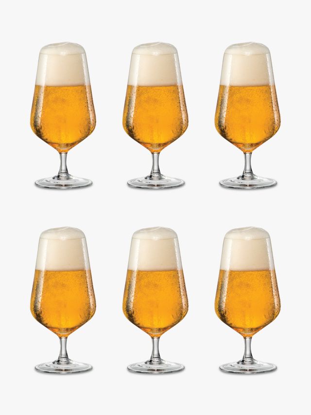 Clear Pilsner Beer Glasses Set of 6, Durable Lead-Free Drinking