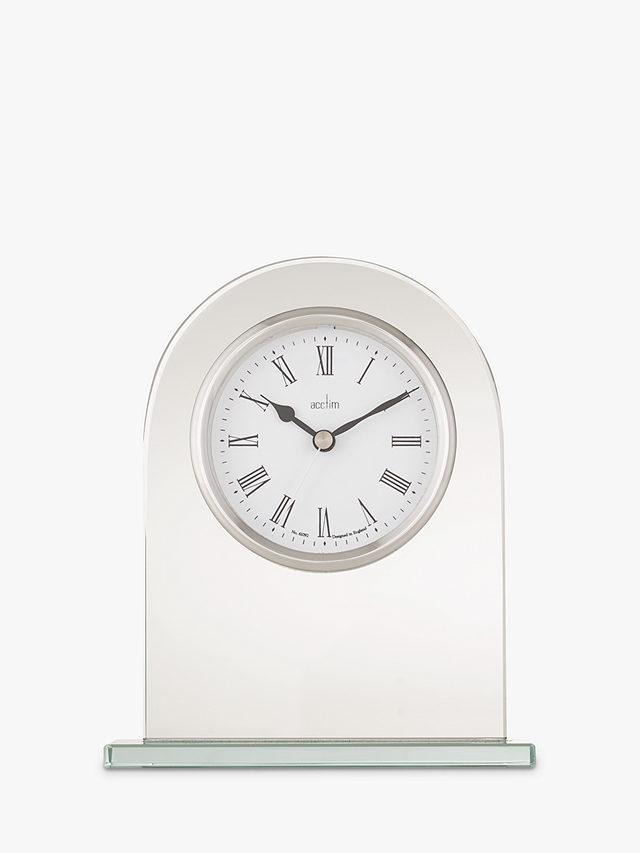Acctim Ascott Glass Mantel Clock, Clear/Chrome, H17cm