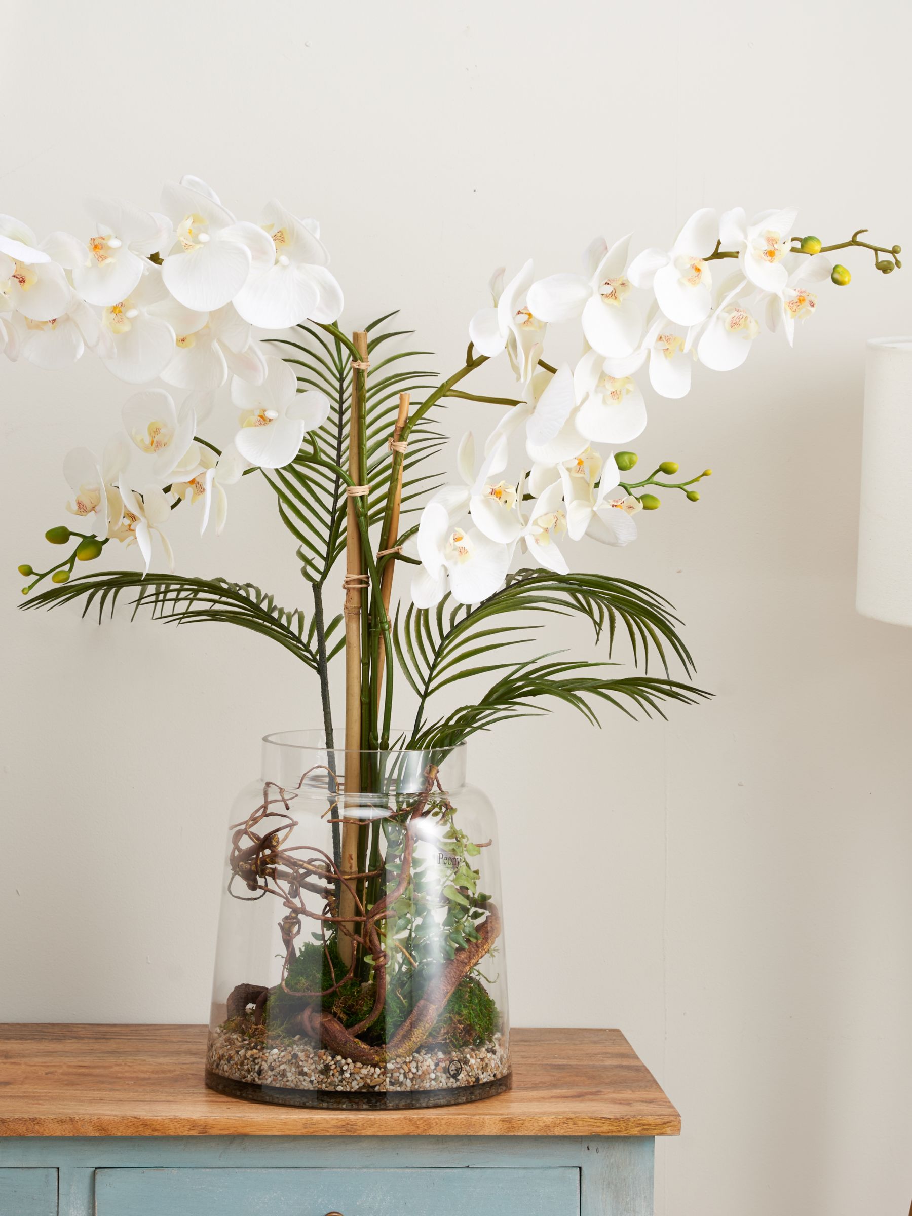 Peony Phalaenopsis Orchid Artificial Flowers in Vase at John Lewis ...