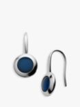 Skagen Round Glass Drop Earrings, Silver/Blue SKJ1195040