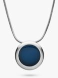 Skagen Sea Glass Round Pendant Necklace, Silver/Blue SKJ1194040