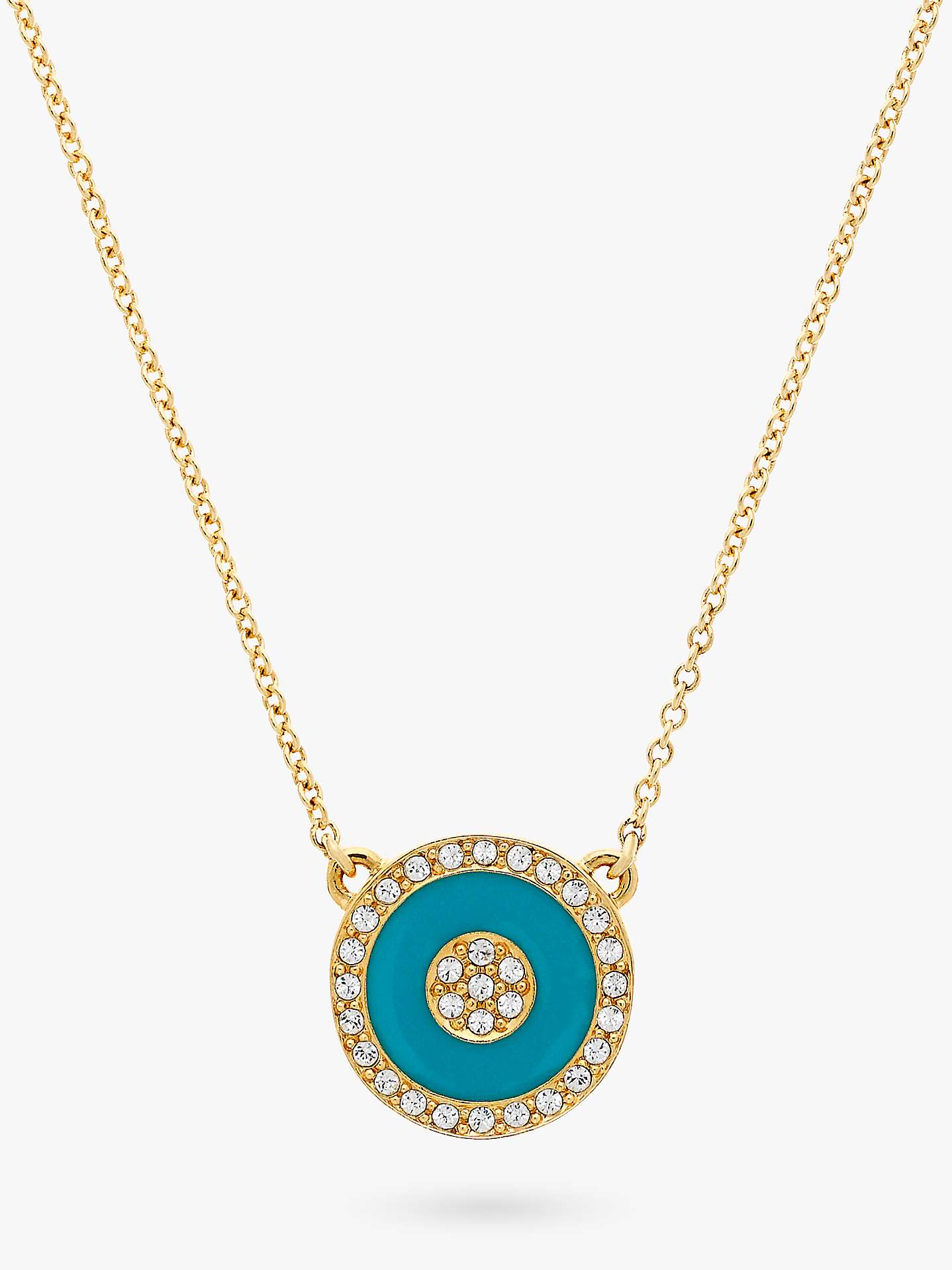 Buy Melissa Odabash Crystal Enamel Round Pendant Necklace, Gold/Turquoise Online at johnlewis.com