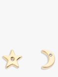 Melissa Odabash Swarovski Crystal Star and Crescent Moon Stud Earrings, Gold