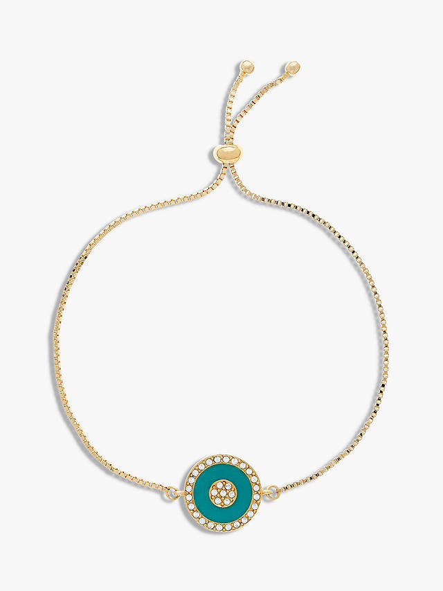 Melissa Odabash Enamel and Crystal Box Chain Bracelet, Gold/Turquoise