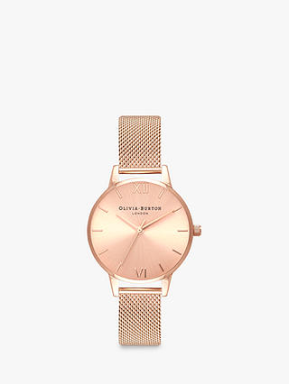 Olivia Burton Women's Sunray Mesh Bracelet Strap Watch, Rose Gold OB16MD84