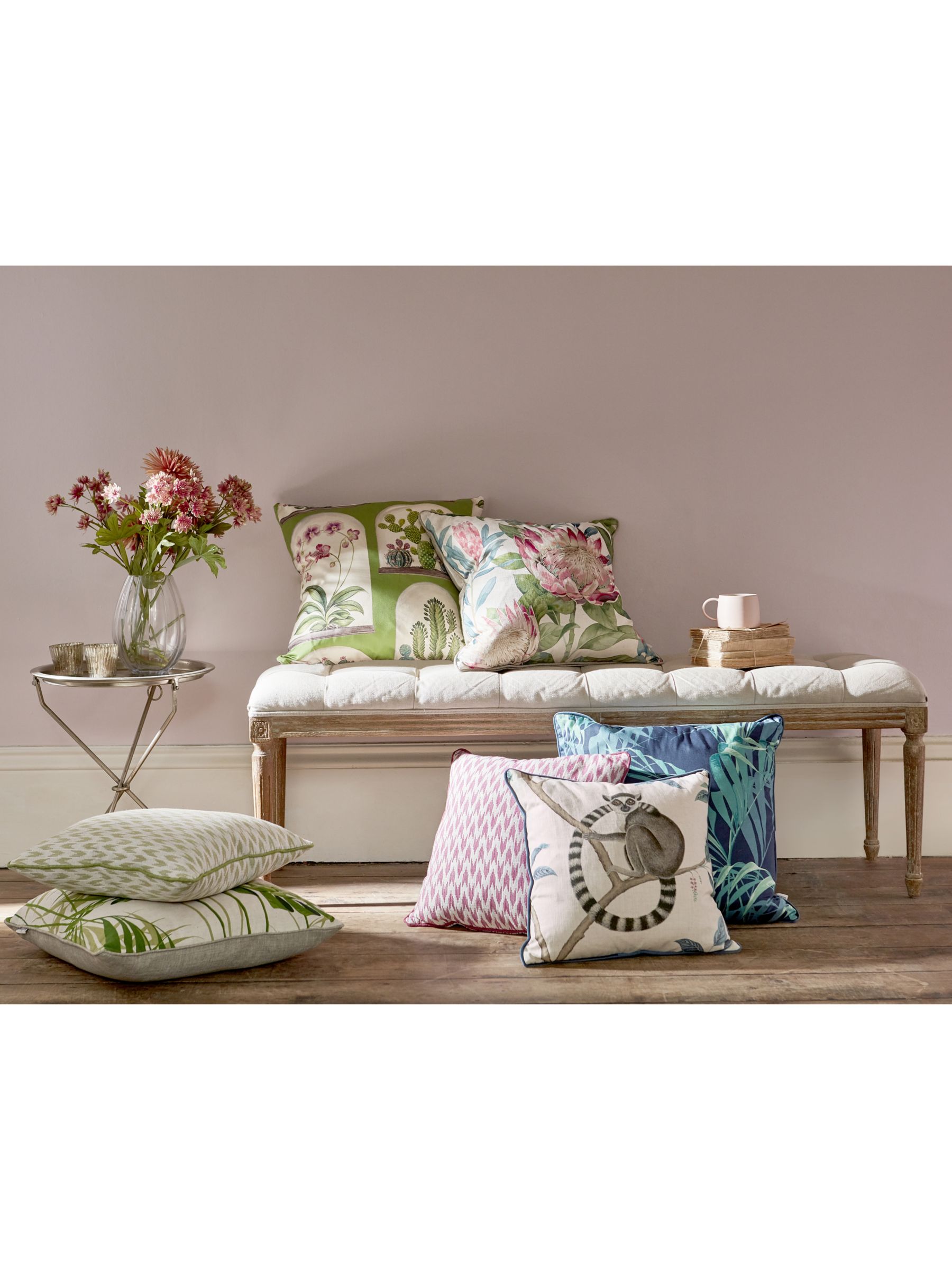 Sanderson King Protea Cushion, Rhodera at John Lewis & Partners