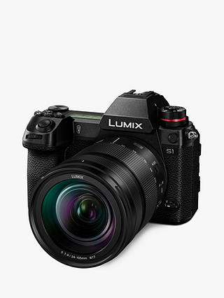 Panasonic Lumix DC-S1 Compact System Camera with 24-105mm OIS Lens, 4K UHD, 24.2MP, Wi-Fi, Bluetooth, OLED EVF, 3.2” Tiltable Touch Screen, Black
