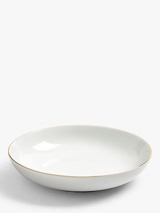 John Lewis & Partners Palazzo Gold Band Pasta Bowl, 21cm, White/Gold