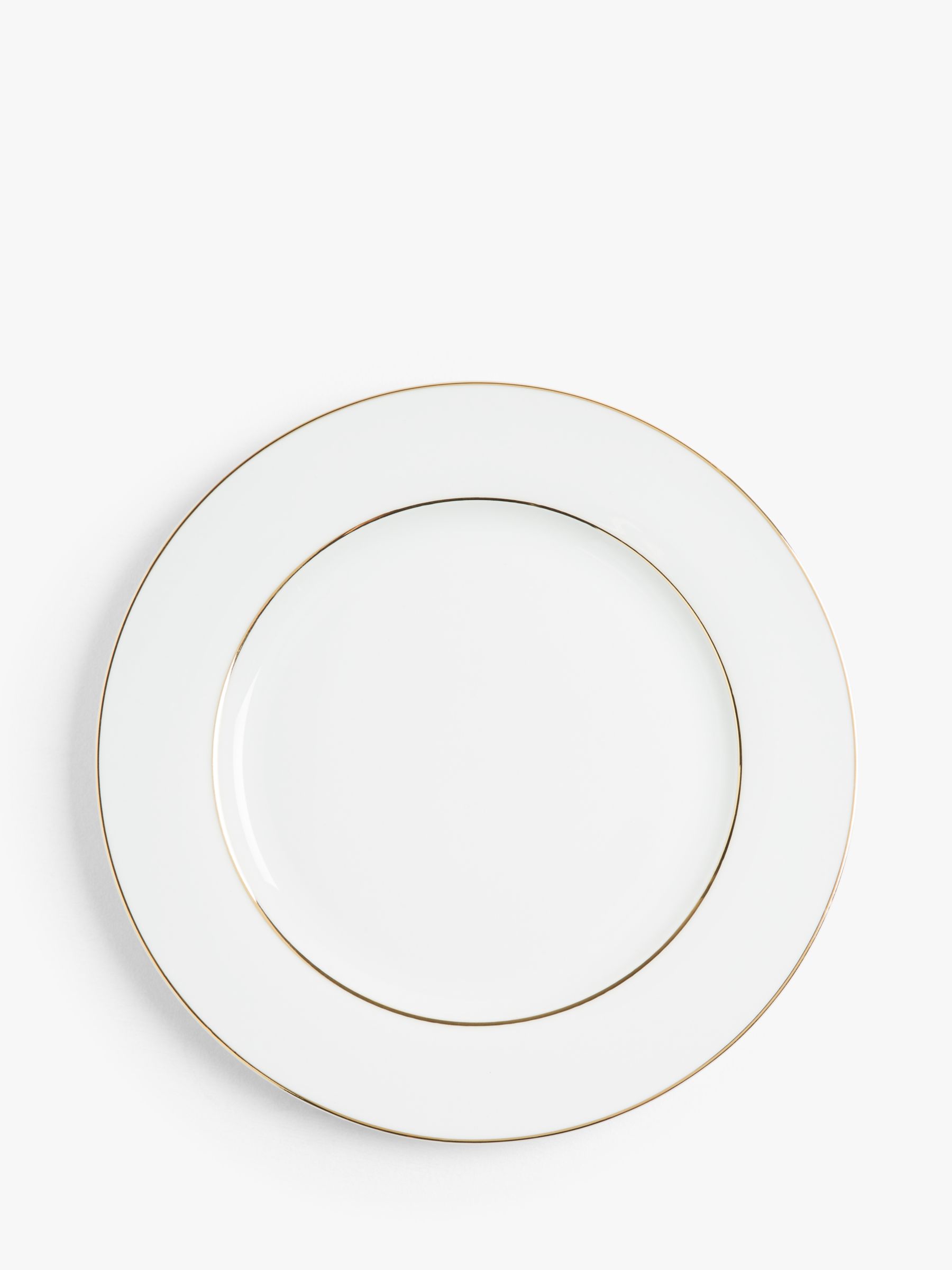 John Lewis & Partners Palazzo Gold Band Dinner Plate, 27.5cm, White/Gold