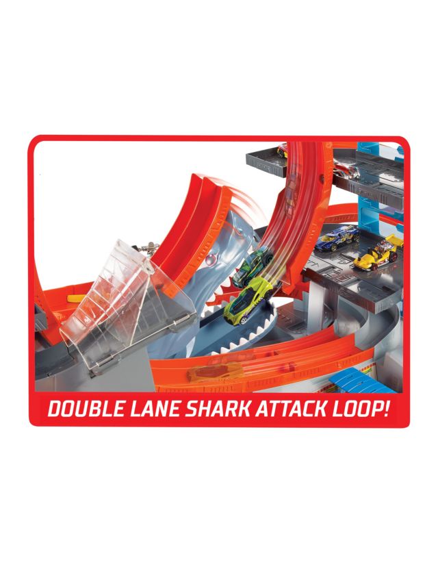 Hot Wheels City Ultimate Garage with Shark Attack - Excellent!