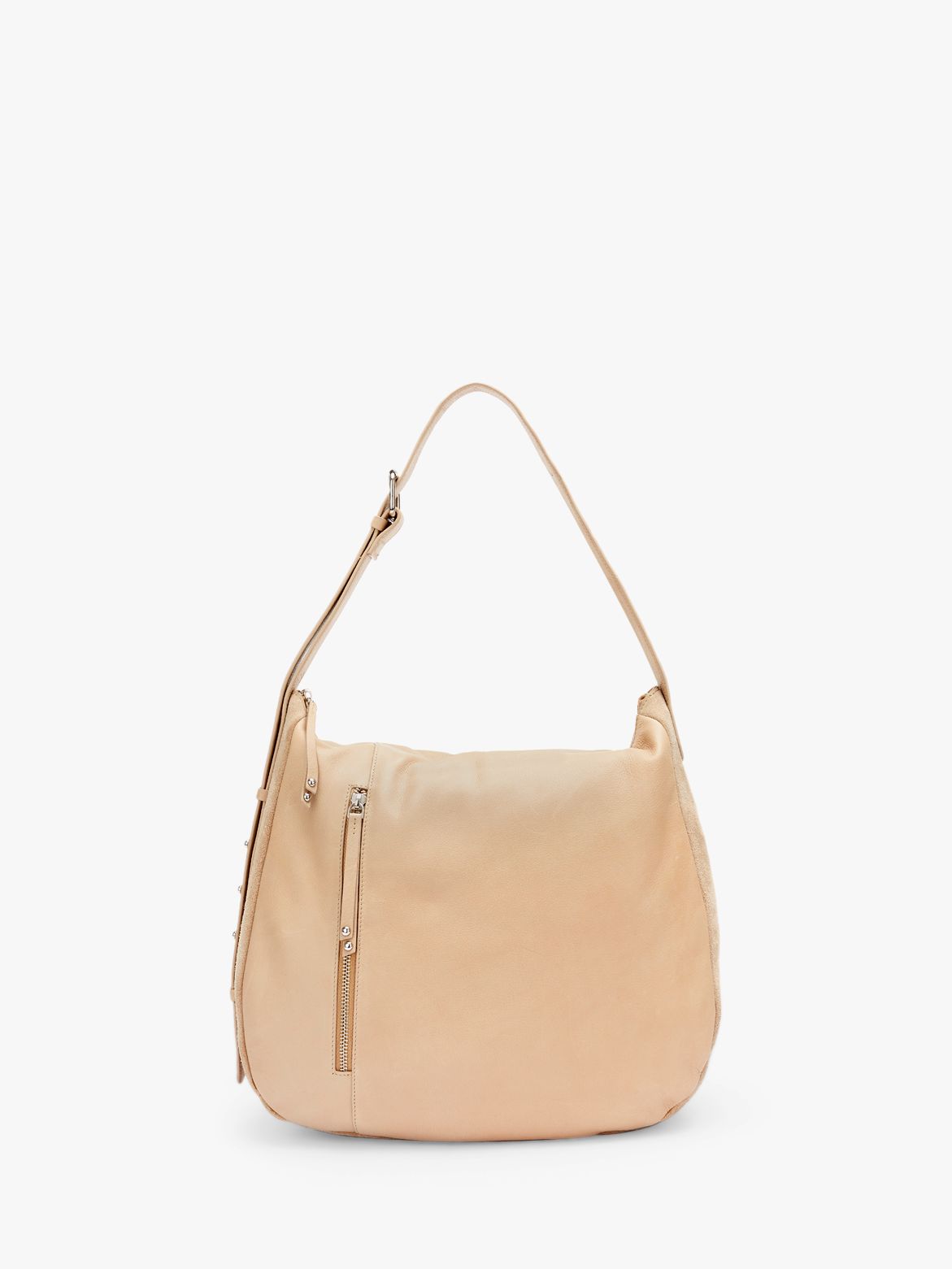 Mint Velvet Phoebe Side Zip Leather Shoulder Bag, Camel