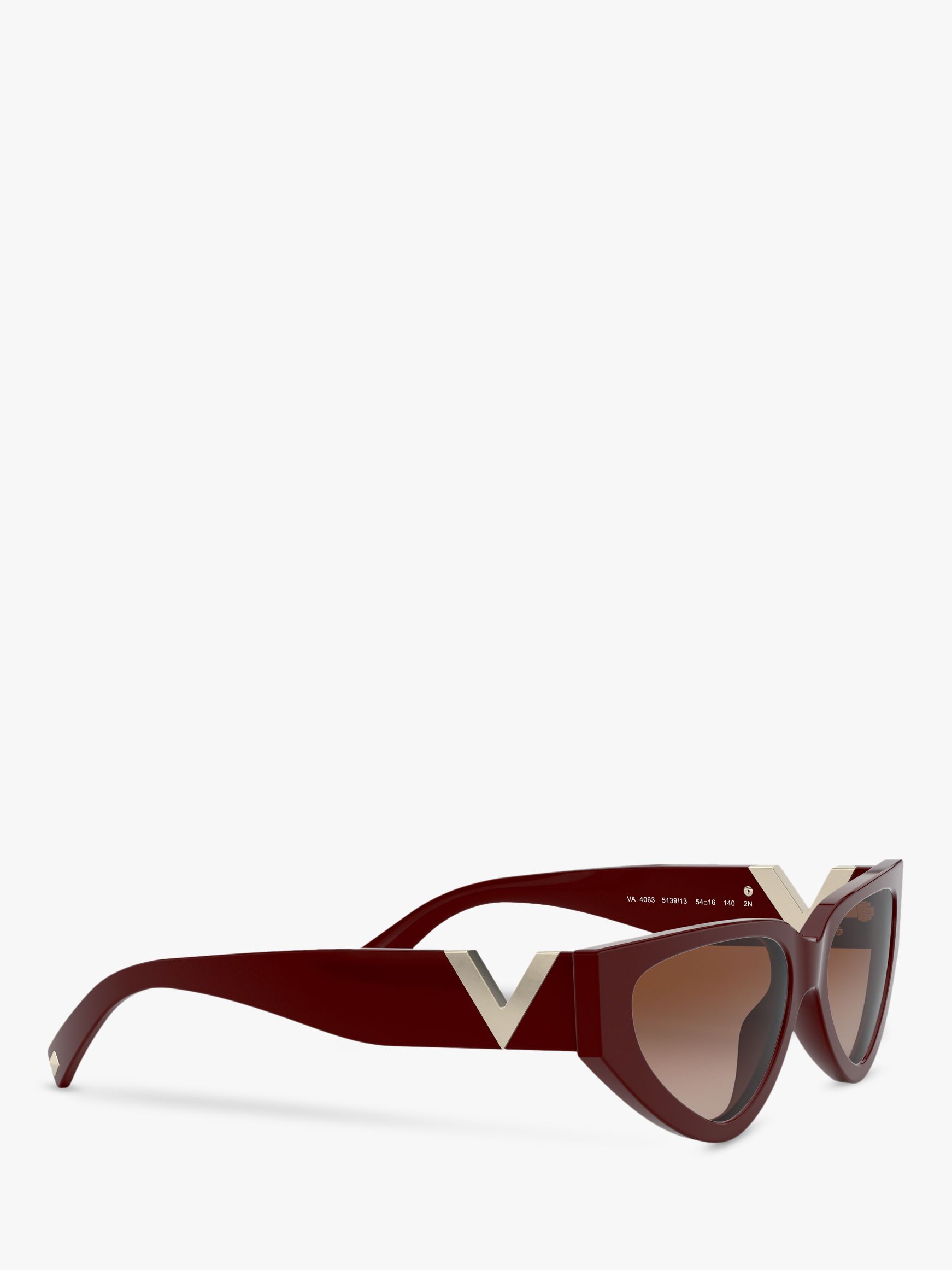 Valentino VA4063 Women's Irregular Cat's Eye Sunglasses, Bordeaux/Brown ...