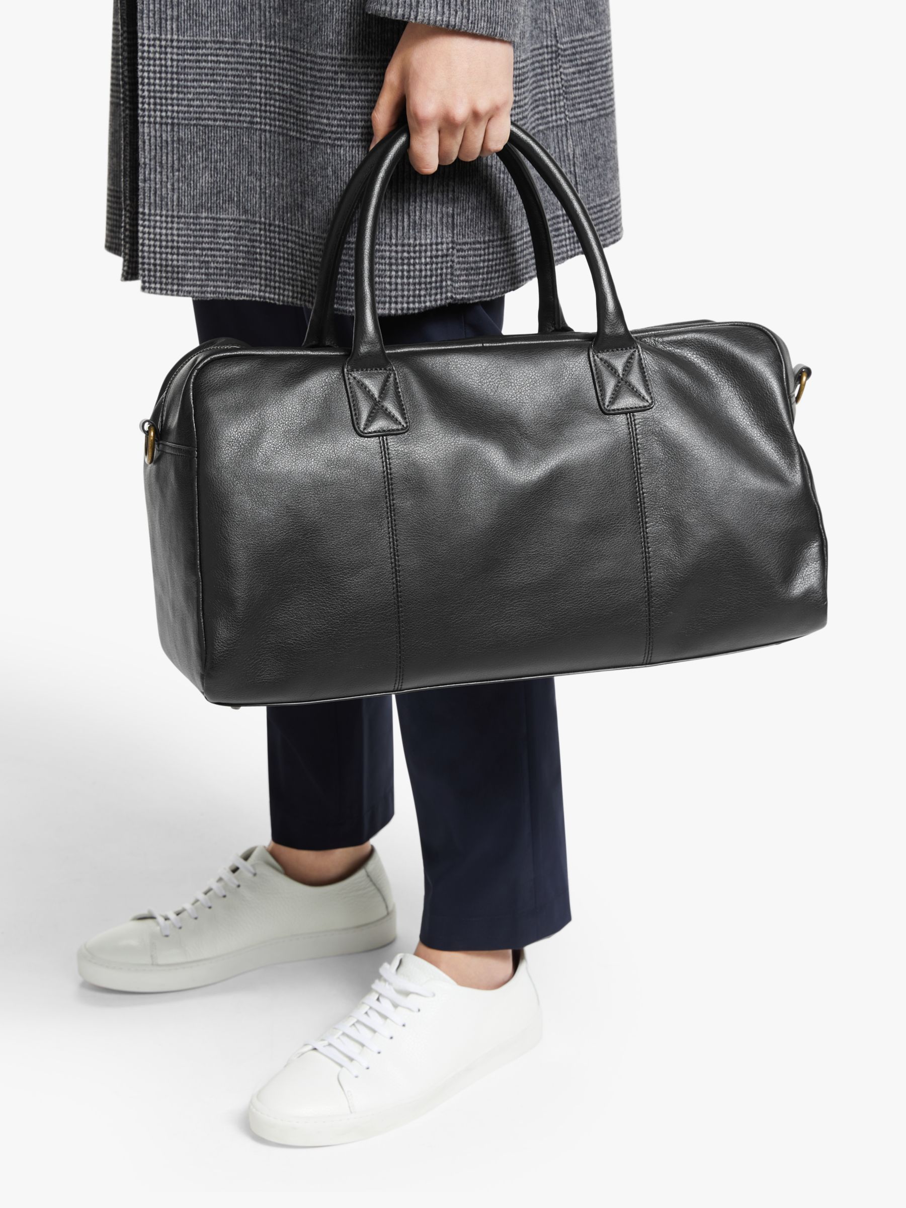 black leather holdall