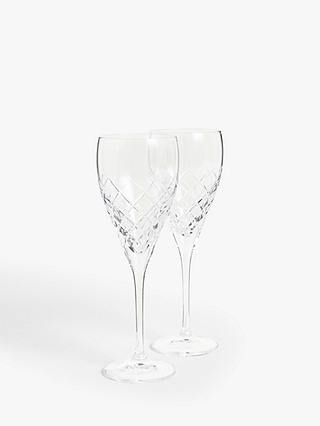 John Lewis & Partners Lucca Cut Glass Wine Goblets, 320ml, Set of 2, Clear
