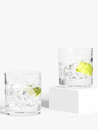 John Lewis & Partners Lucca Cut Crystal Glass Tumblers, 290ml, Set of 2, Clear