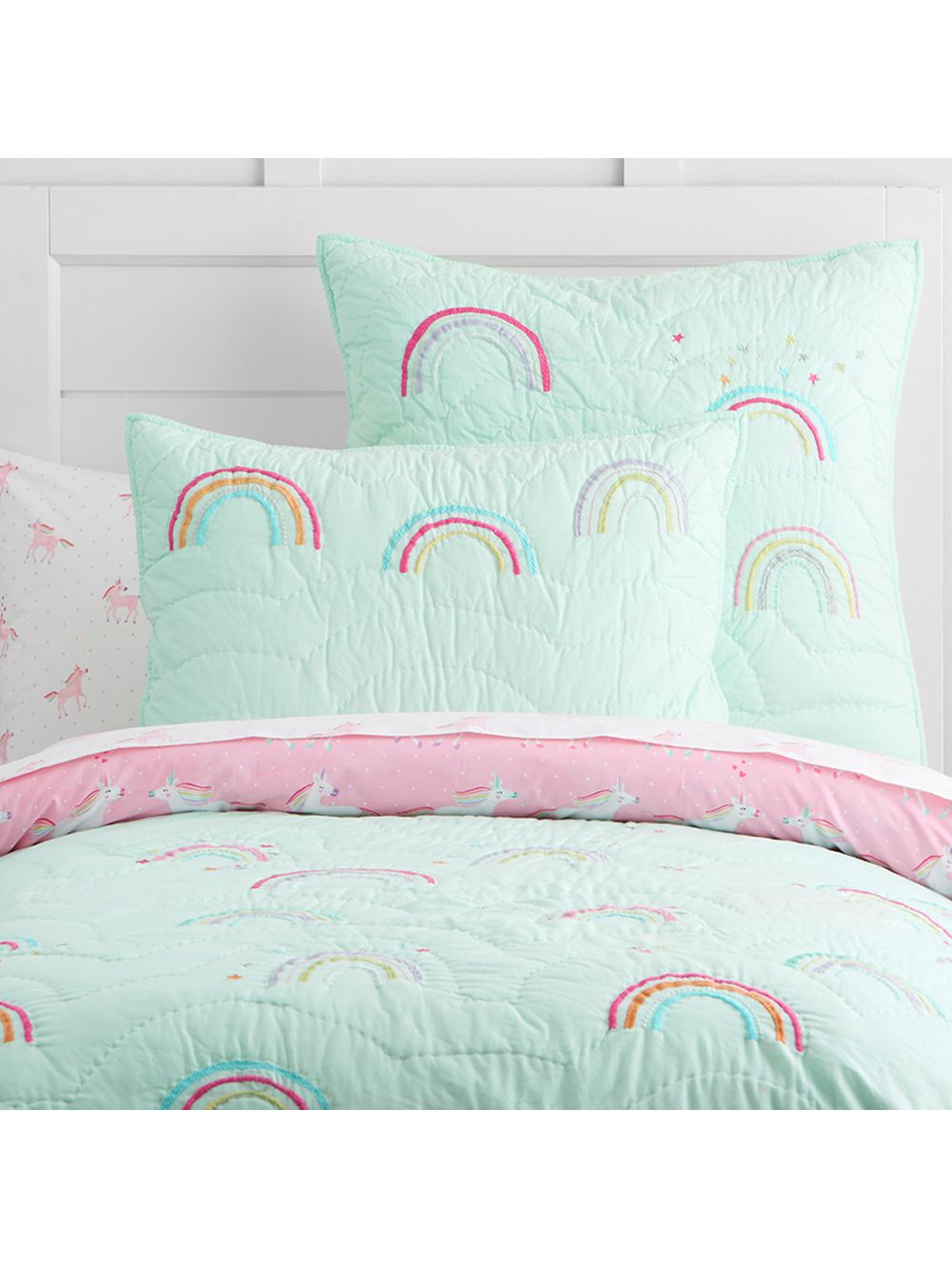 Pottery Barn Kids Molly Rainbow Toddler Bed Quilt Aqua Multi At