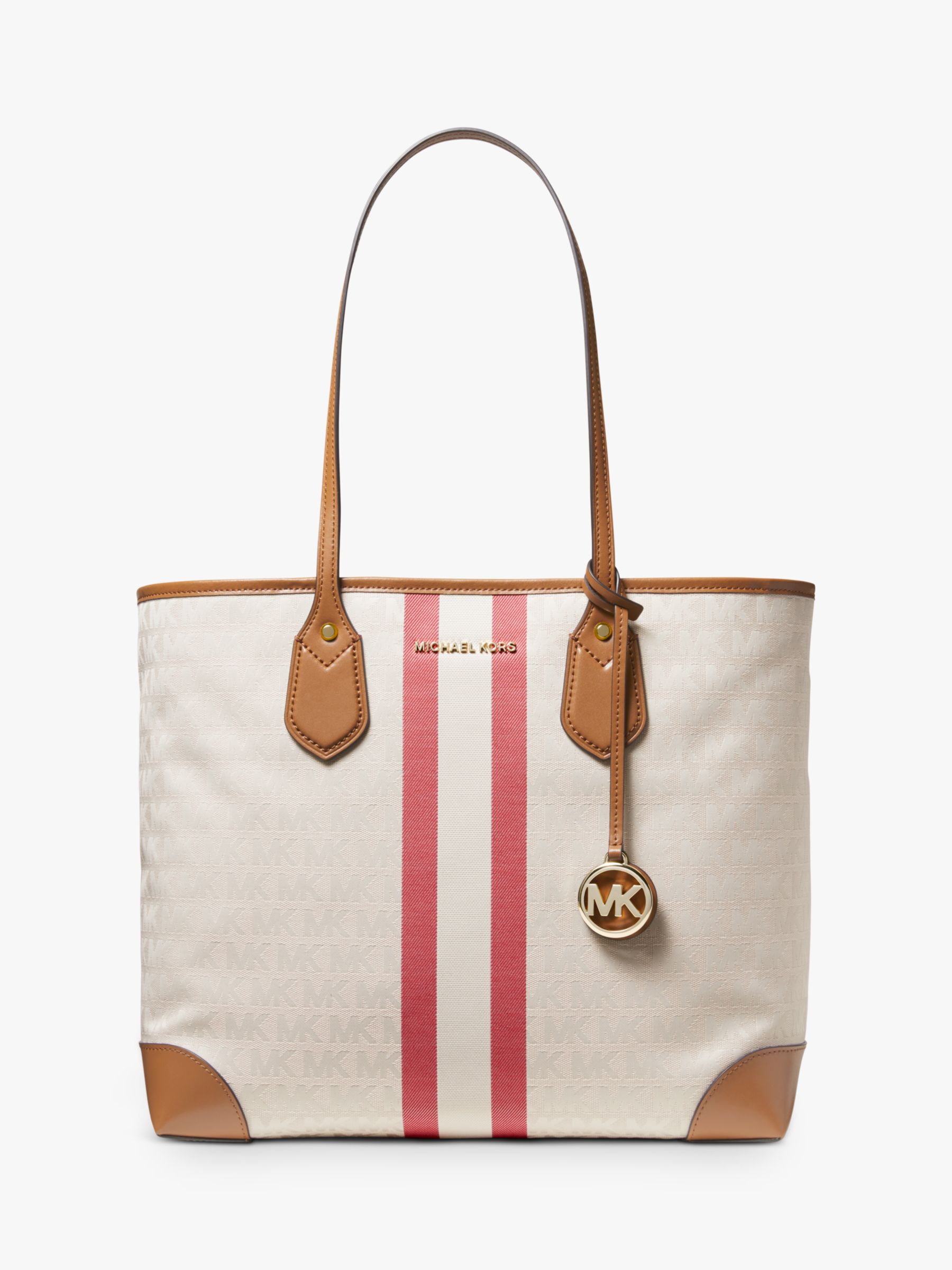 mk striped tote bag