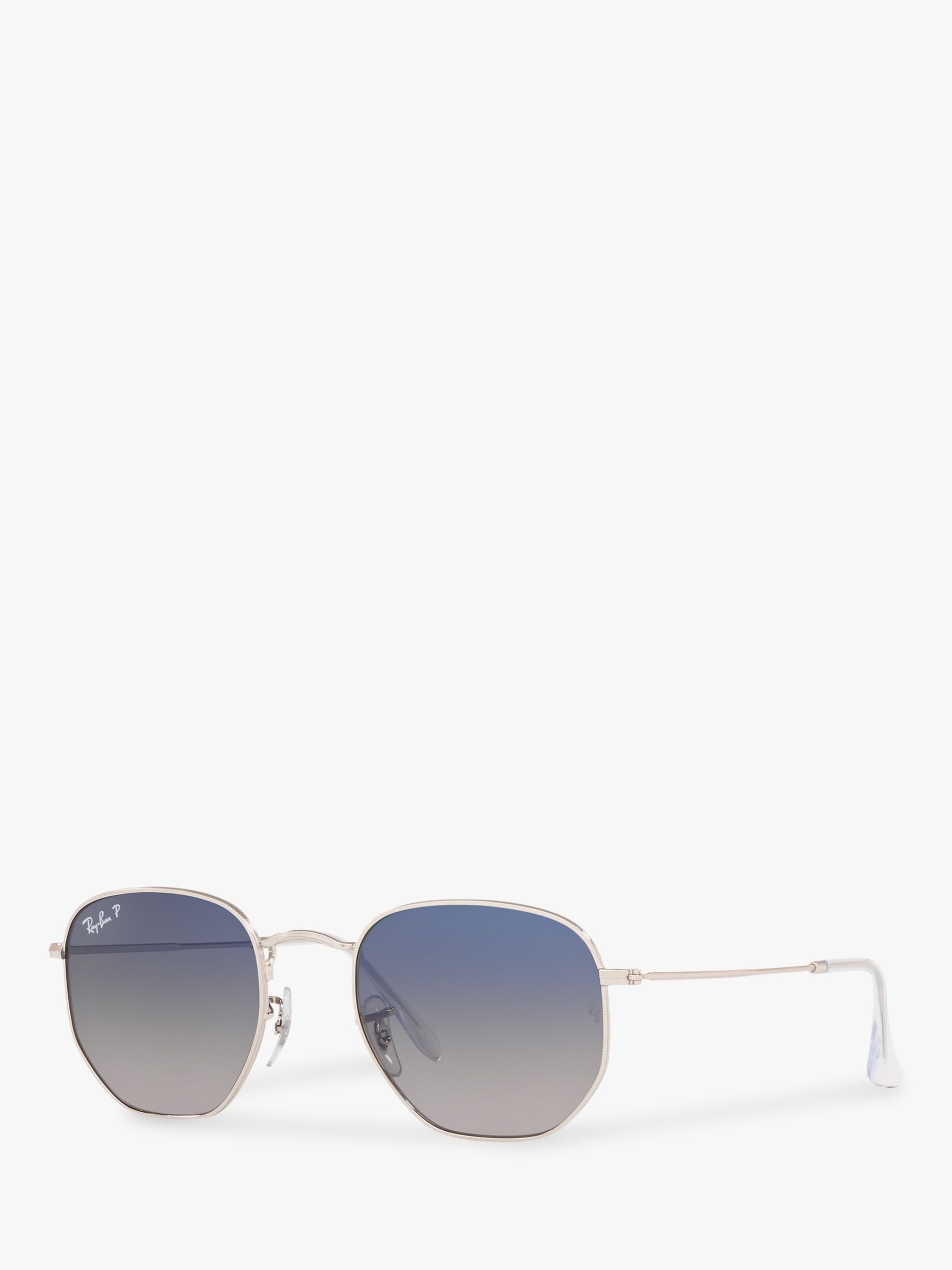 Ray-Ban RB3548N Unisex Polarised Hexagonal Sunglasses, Silver/Blue at John  Lewis & Partners
