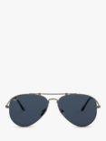 Ray-Ban RB8125 Unisex Aviator Gradient Sunglasses, Demi Gloss Pewter/Dark Blue