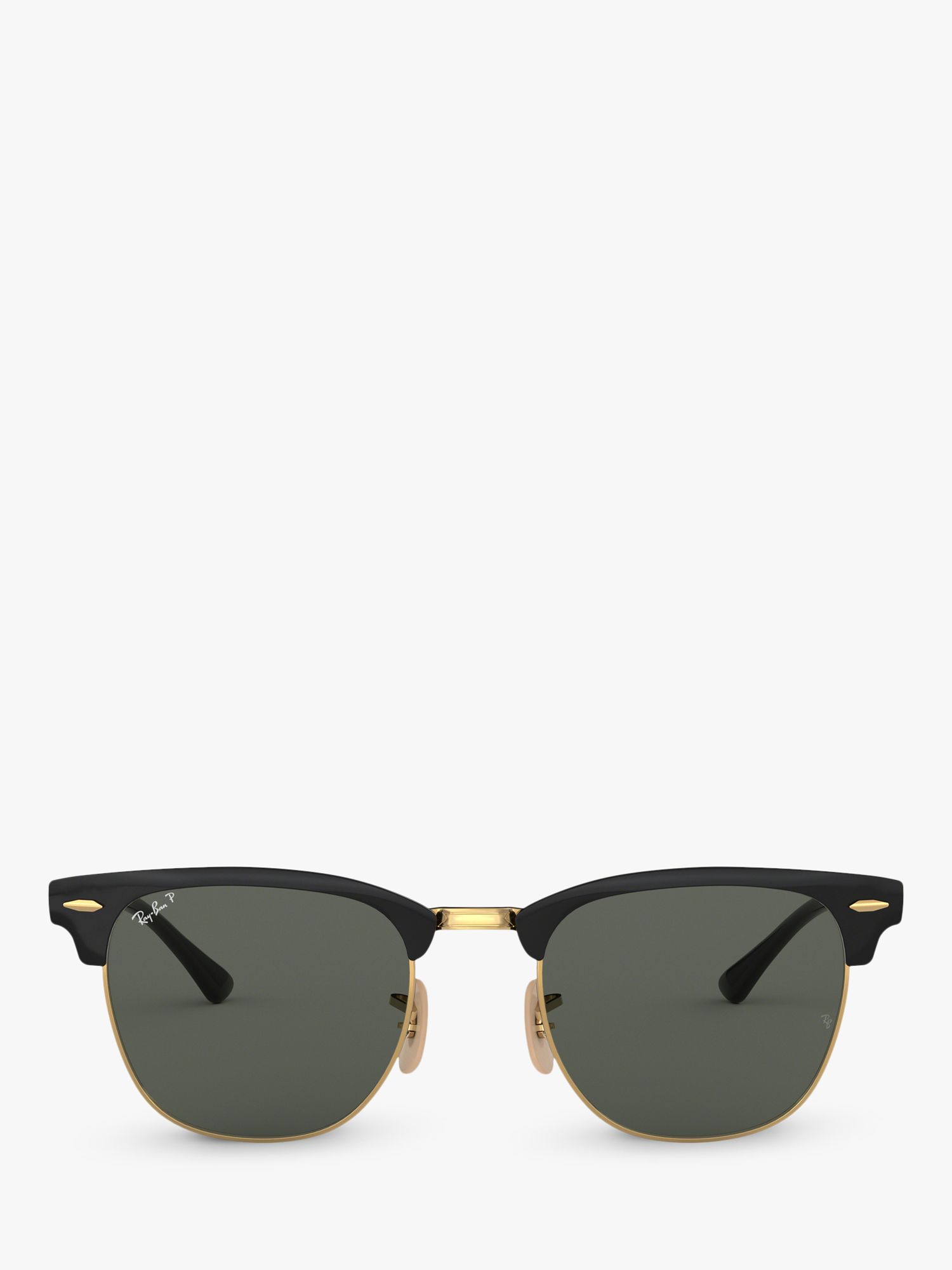 Ray-Ban RB3716 Unisex Square Polarised Sunglasses, Black/Gold at John Lewis  & Partners
