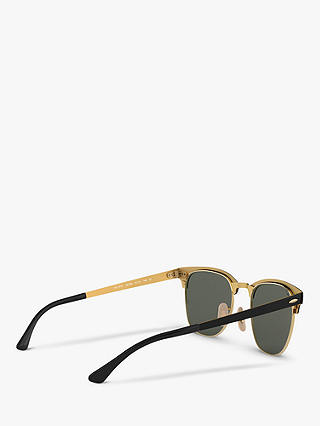 Ray-Ban RB3716 Unisex Square Polarised Sunglasses, Black/Gold
