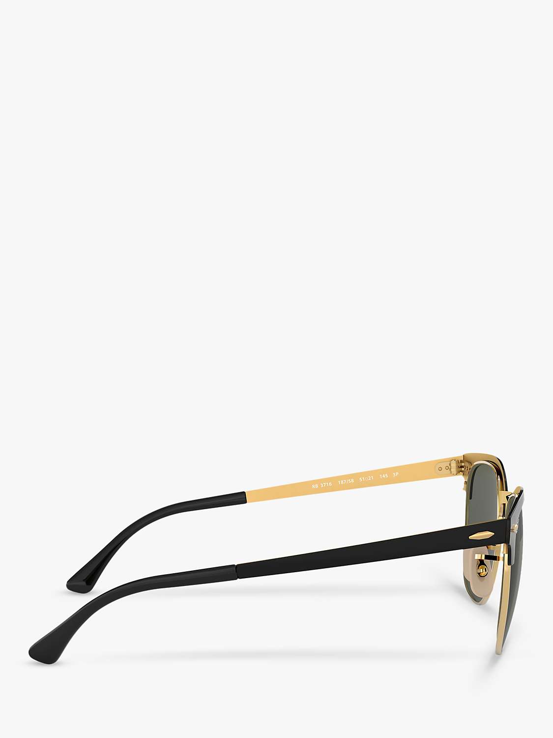 Buy Ray-Ban RB3716 Unisex Square Polarised Sunglasses, Black/Gold Online at johnlewis.com