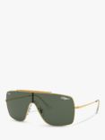 Ray-Ban RB3697 Men's Square Sunglasses, Gold/Green