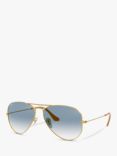 Ray-Ban RB3025 Men's Original Aviator Sunglasses, Gold/Blue Gradient
