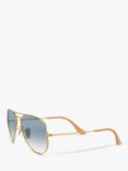 Ray-Ban RB3025 Men's Original Aviator Sunglasses, Gold/Blue Gradient